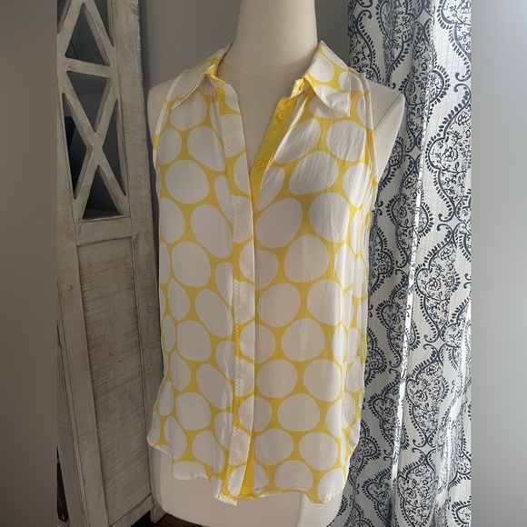 Michael Stars silk yellow polka dot sleeveless top S - Picture 5 of 7